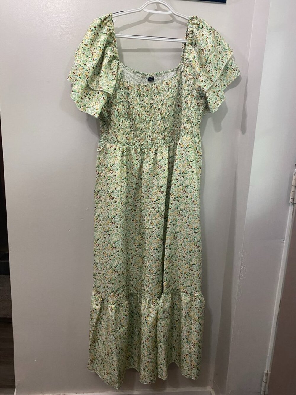 NWT SHEIN Light Green Tiered Off Shoulder Dress 3X